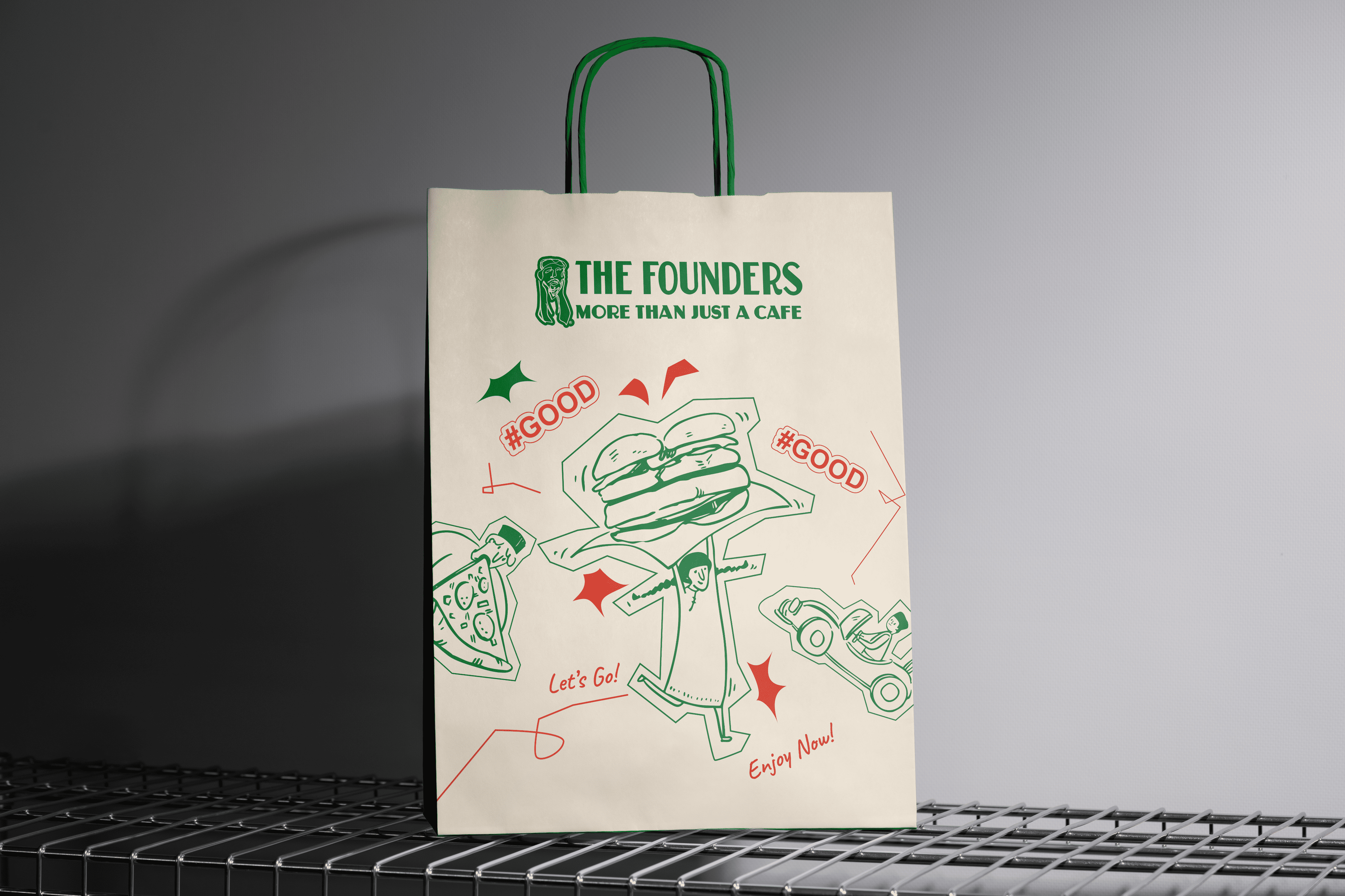 The Founders paper bag design
