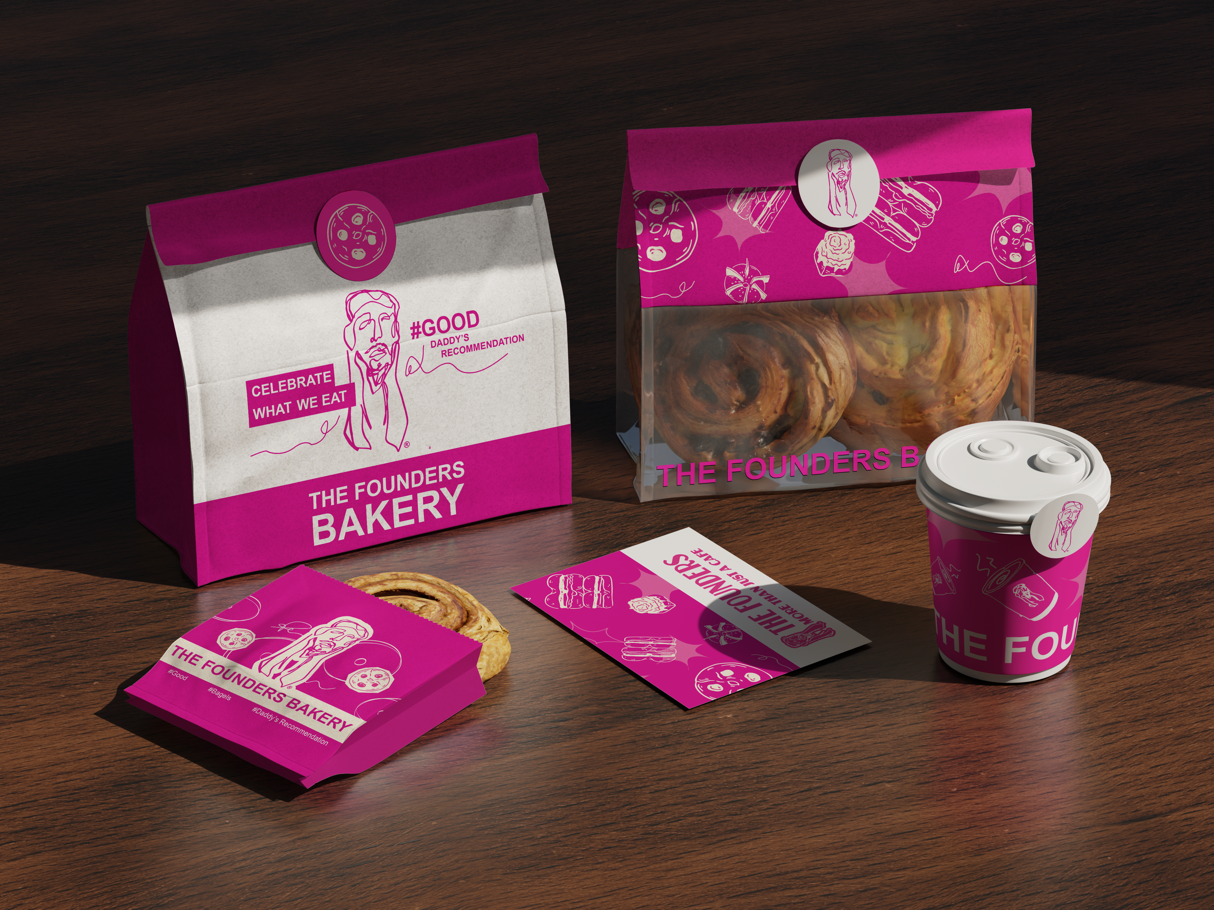 The Founders bakery packaging set